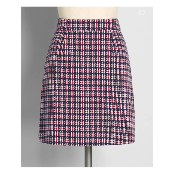 ModCloth Houndstooth A-Line Skirt NWT - Picture 3 of 11